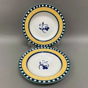 Mikasa SL 110 Firenze Soup Rimmed Bowls Multicolor Blue Yellow White Lot of 2